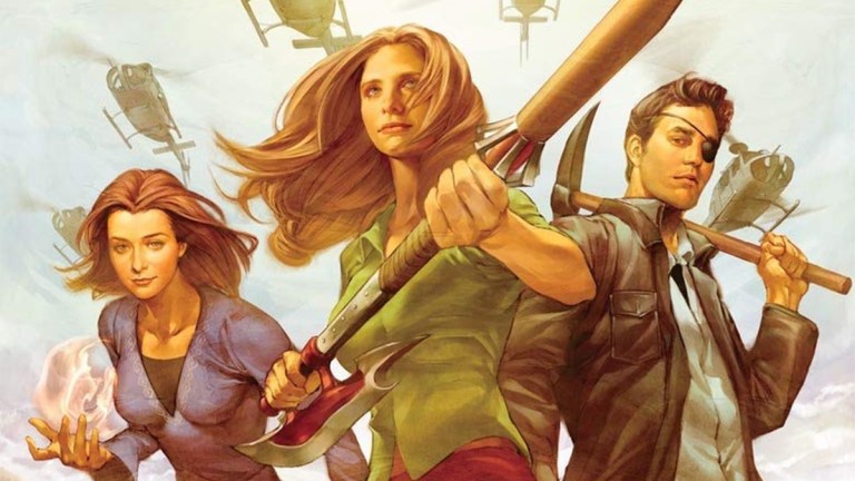 Willow, Buffy and Xander on the cover of Buffy the Vampire Slayer season 8 volume