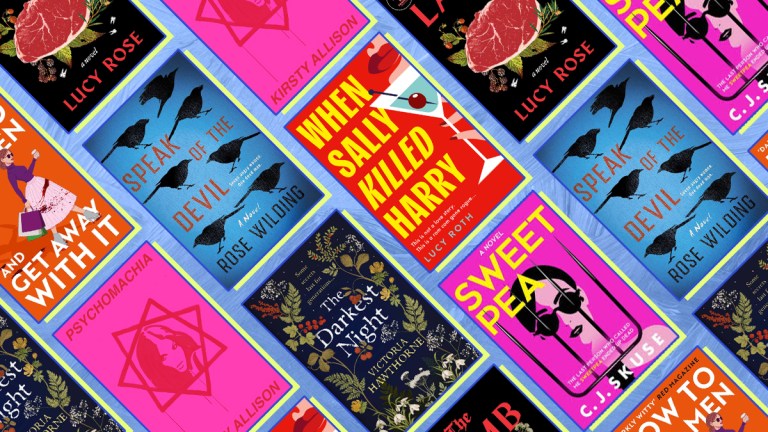 A composite of book covers including Lucy Roth's When Sally Killed Harry, & more