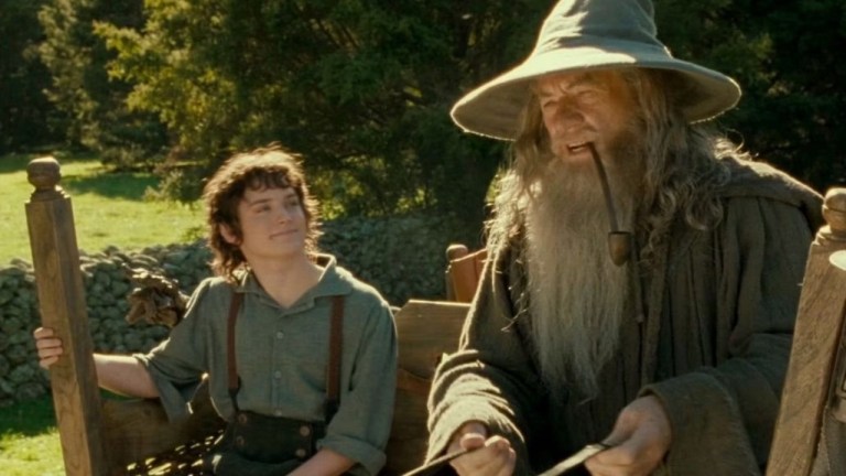 Elijah Wood and Ian McKellan as Frodo and Gandalf in Fellowship of the Ring
