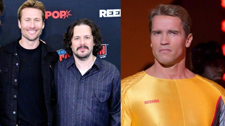 Glen Powell and Arnold Schwarzenegger The Running Man