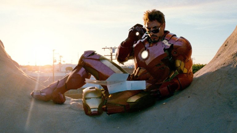 Iron Man sitting in a donut in "Iron Man 2"