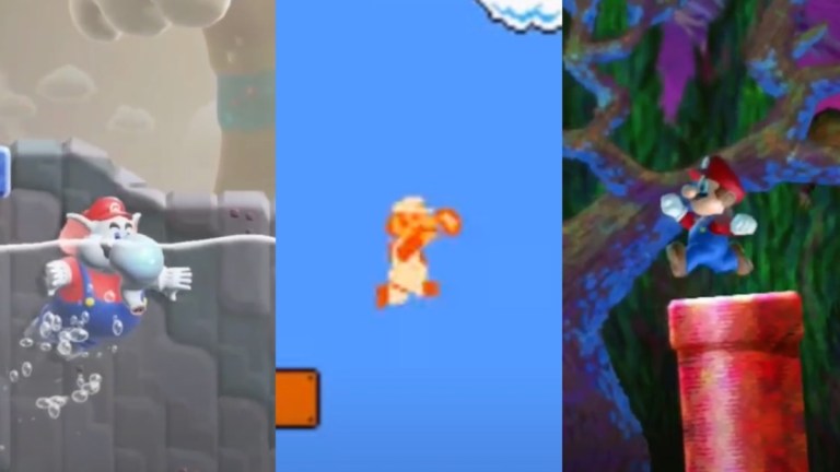 Images from three Super Mario 2D games.