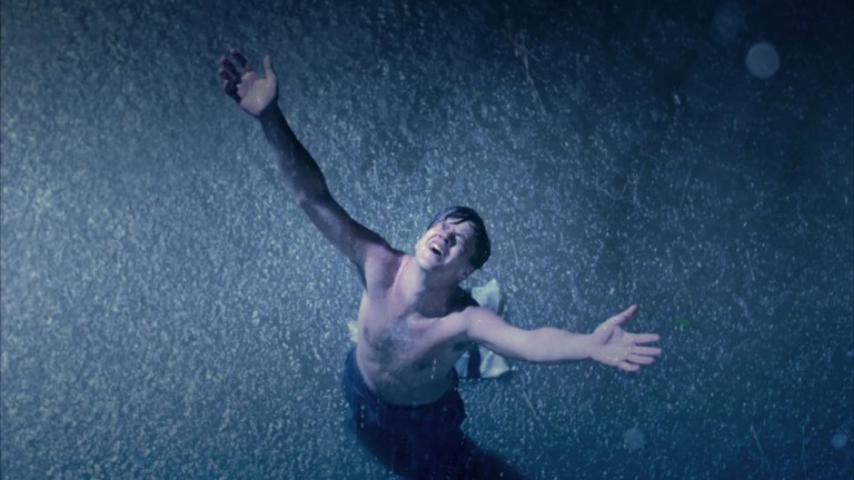 Tim Robbins in the rain in Shawshank Redemption
