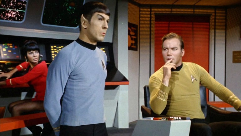 William Shatner and Spock in Star Trek Movie